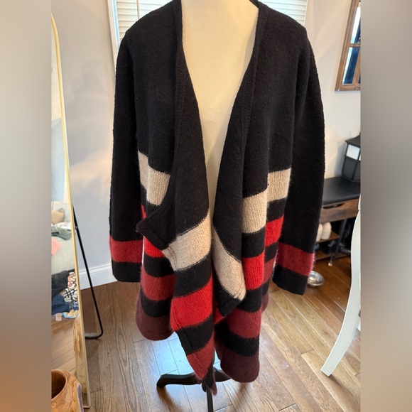rag & bone Sweaters - rag & bone Black, Red, and Cream Wool Mohair Cardiagan Soze Large Cardigan